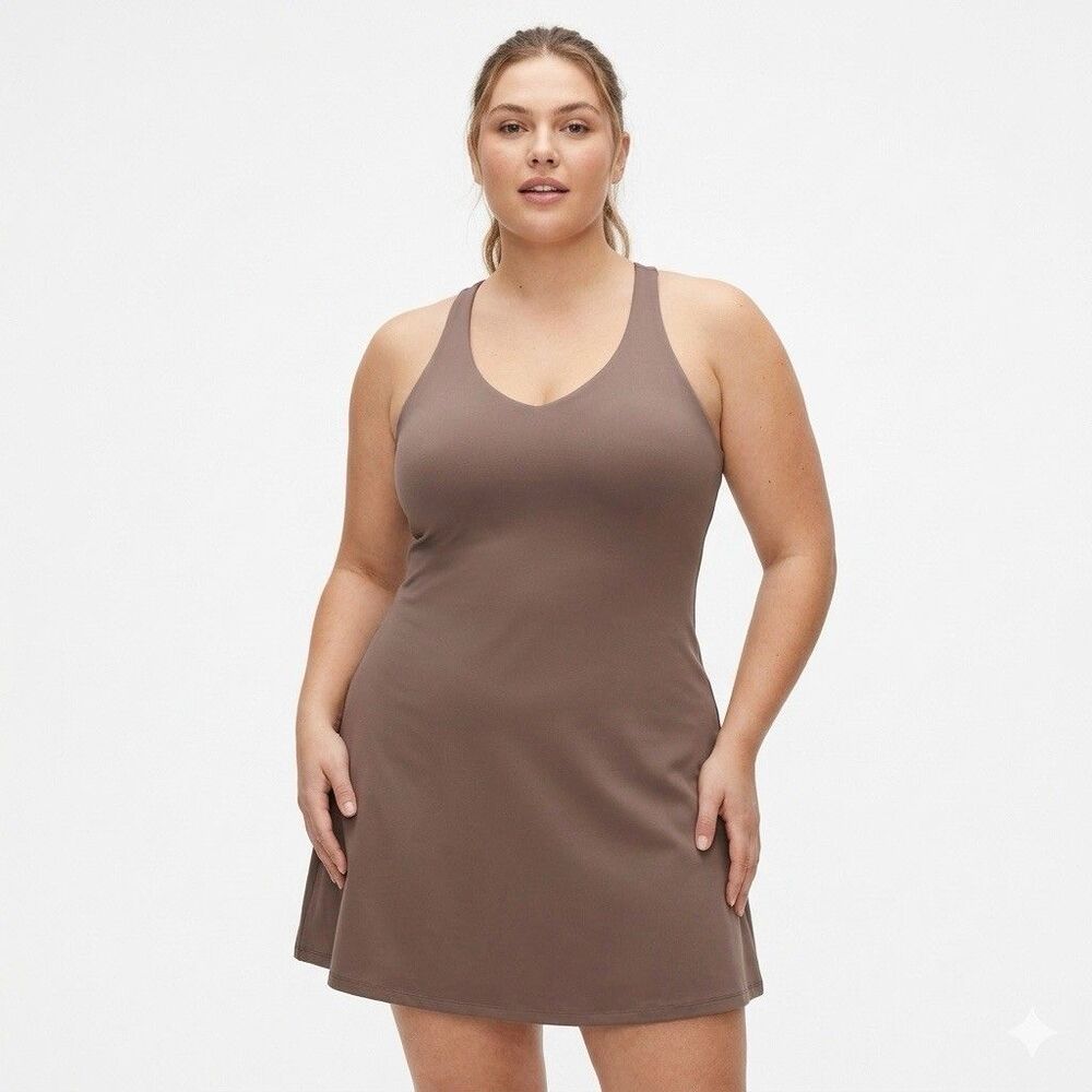 Girlfriend Collective Lola Dress 4XL Brown Active Shorts Pockets Tennis Golf